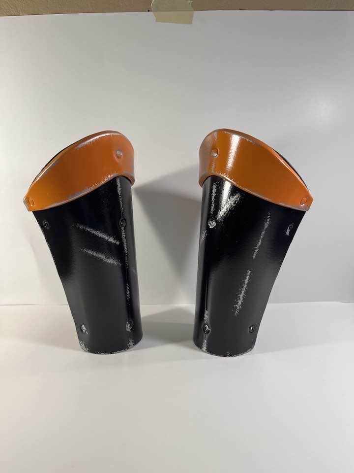 Deathstroke Arkham Origins Matte Black and True Orange shins and forearms.