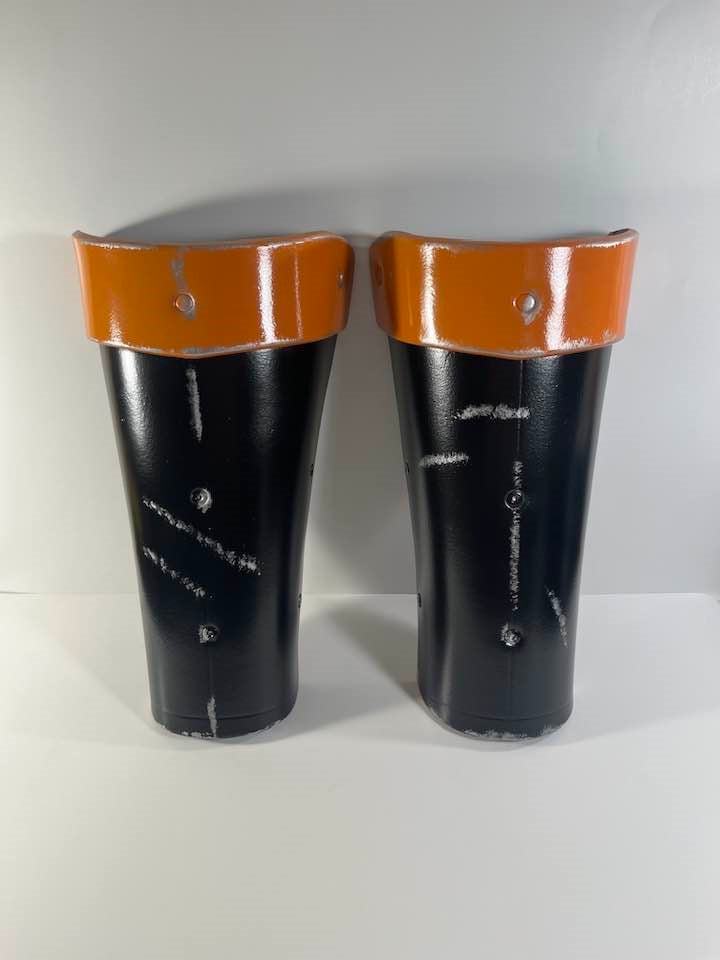 Deathstroke Arkham Origins Matte Black and True Orange shins and forearms.