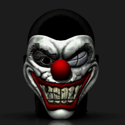 Sweet Tooth Clown mask. One Eye Open. Twisted Metal.