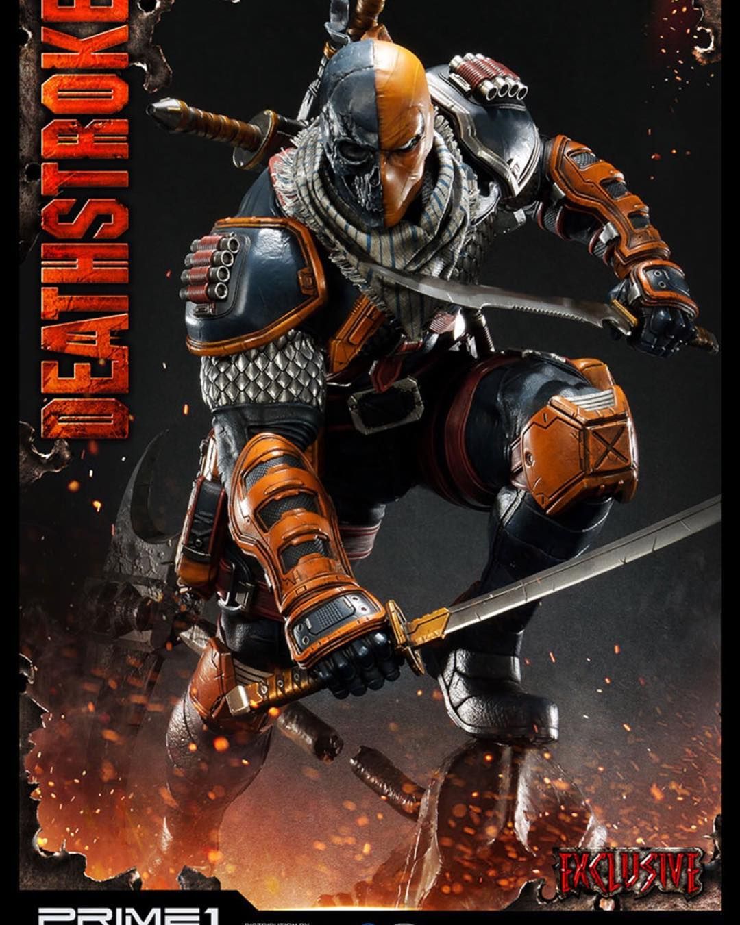 Deathstroke Reaper version half skull mask and backplate. Matte Black and Rustic Orange.