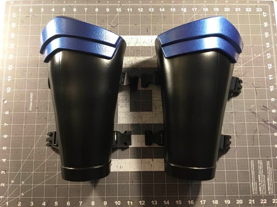 Nightwing gauntlets forearm armor with adjustable straps Matte Black Metallic Blue