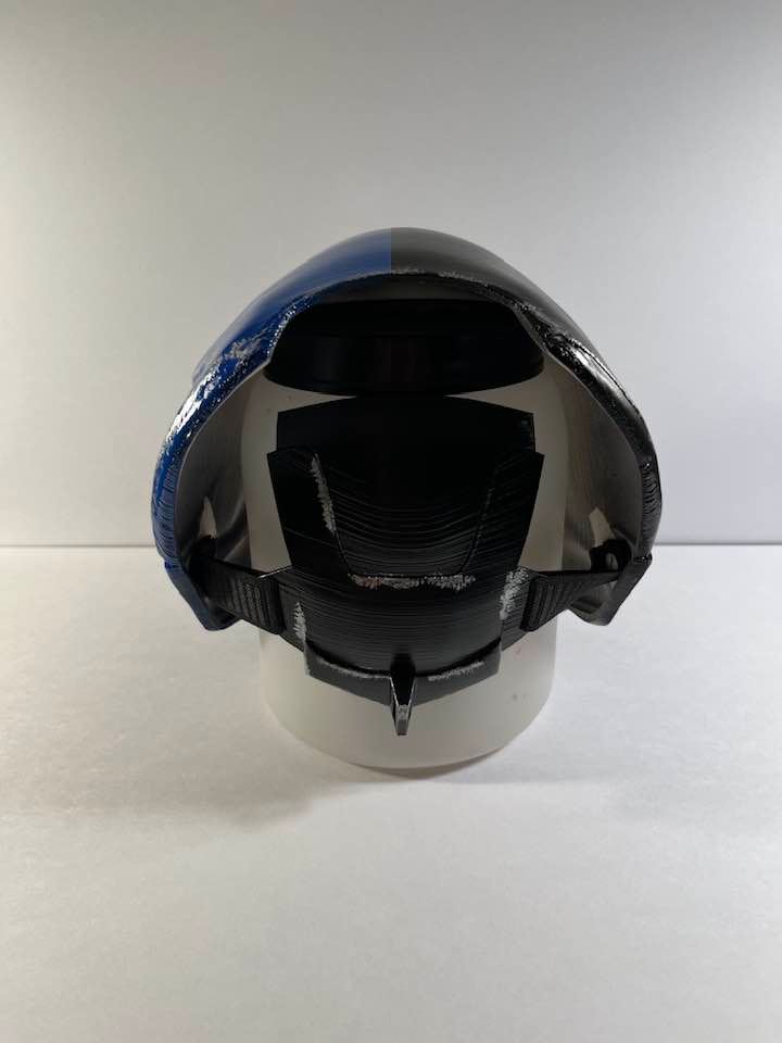 Deathstroke Arkham Origins mask & backplate. Matte Black and Royal Blue.