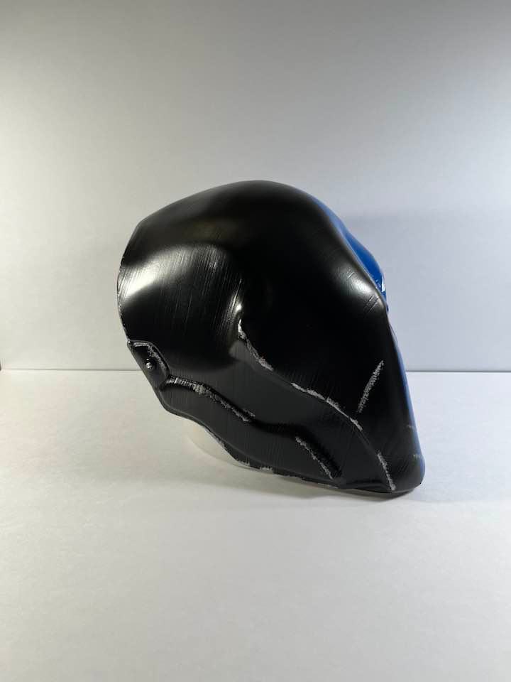 Deathstroke Arkham Origins mask & backplate. Matte Black and Royal Blue.