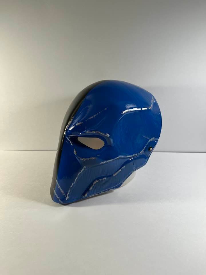 Deathstroke Arkham Origins mask & backplate. Matte Black and Royal Blue.