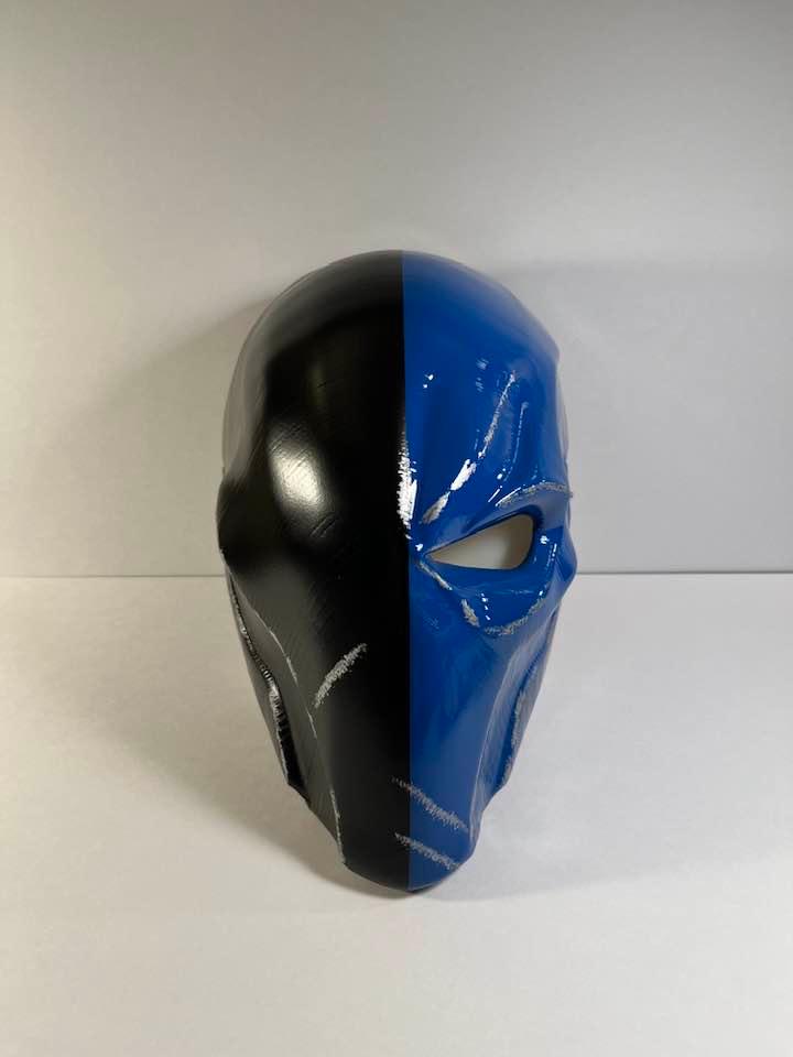 Deathstroke Arkham Origins mask & backplate. Matte Black and Royal Blue.