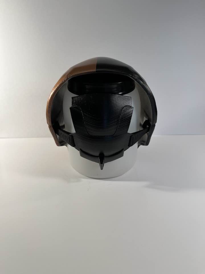 Deathstroke Arkham Origins mask and backplate both eyes open Copper/ Matte Black