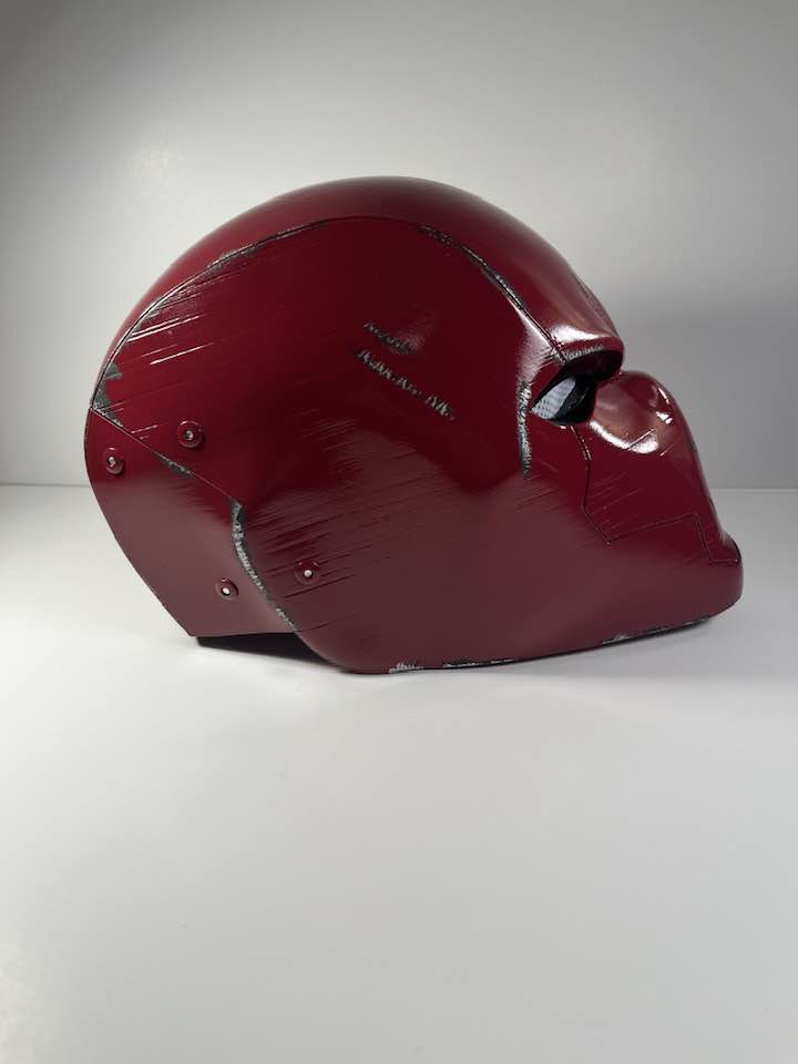 Red Hood helmet Rebirth version Burgundy with Damage details