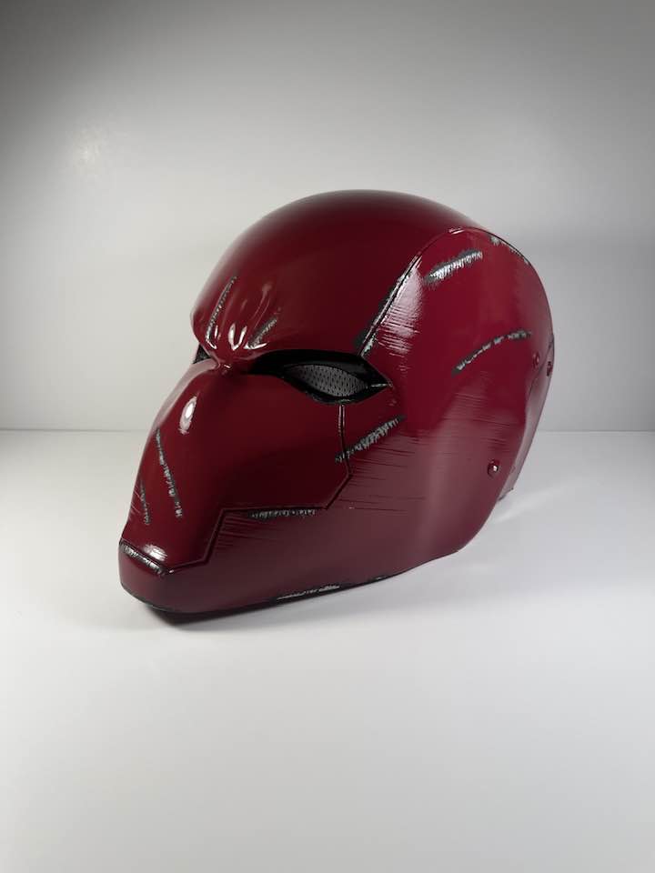 Red Hood helmet Rebirth version Burgundy with Damage details