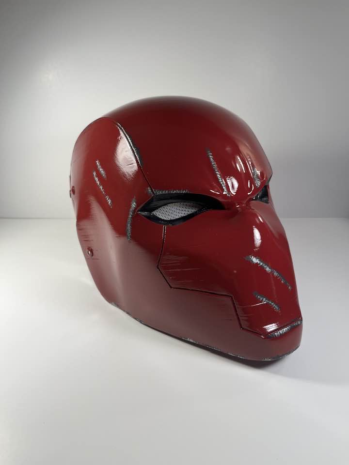 Red Hood helmet Rebirth version Burgundy with Damage details