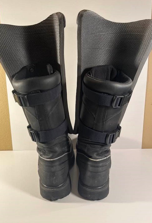 Red Hood or Dr. Doom shin armor costume. Metallic Dark Steel color.