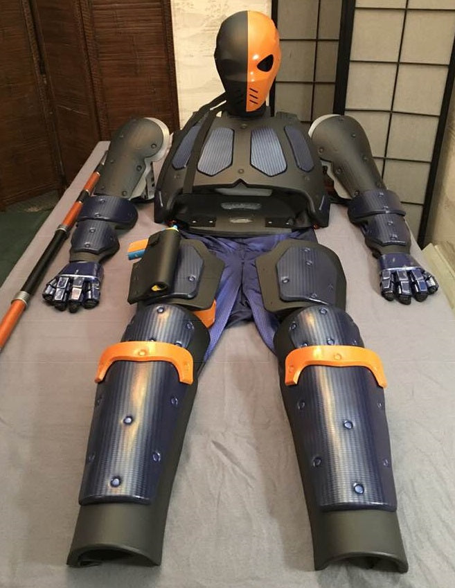 Deathstroke CW Arrow version chest armor and helmet Flat Black True Orange Blue Carbon Fiber