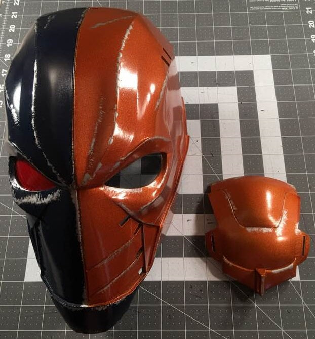 Deathstroke Titans TV show version mask and backplate. Metallic Orange Navy Blue