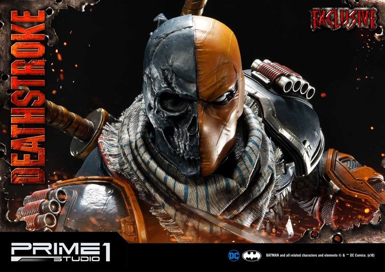 Deathstroke Reaper version half skull mask and backplate. Matte Black and Rustic Orange.