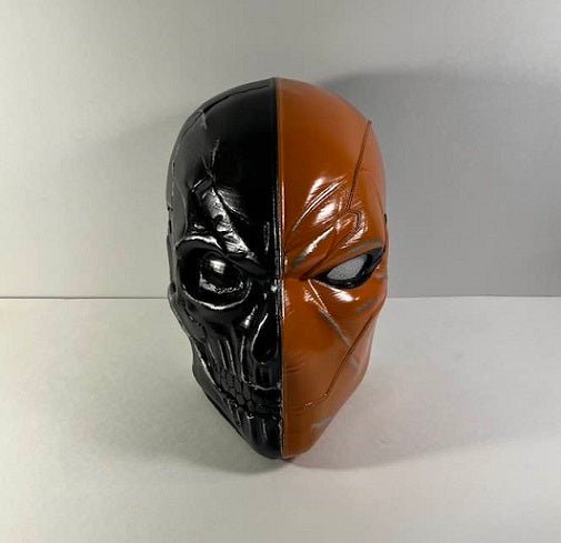 Deathstroke Reaper version half skull mask and backplate. Matte Black and Rustic Orange.