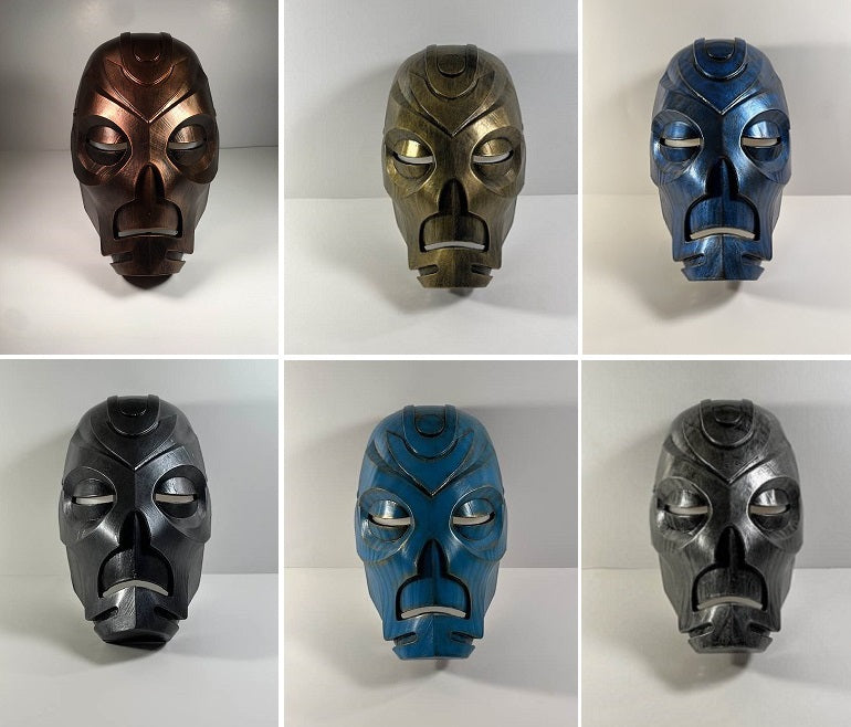 Skyrim Dragon Priest mask from Elder Scrolls Morokei Metallic Blue color