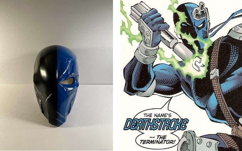Deathstroke Arkham Origins mask & backplate. Matte Black and Royal Blue.