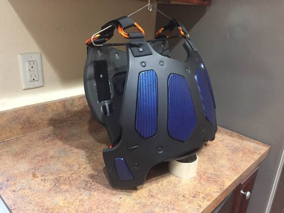 Deathstroke CW Arrow version chest armor and helmet Flat Black True Orange Blue Carbon Fiber