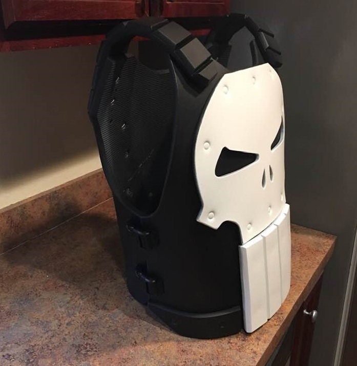 Punisher chest armor Matte White skull Jim Lee version full vest front and back