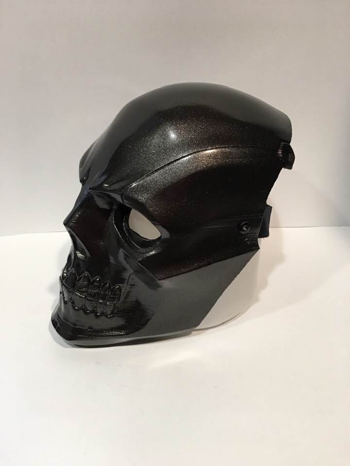 Black Mask FRONT ONLY Arkham Origins or Birds of Prey Metallic Black Night