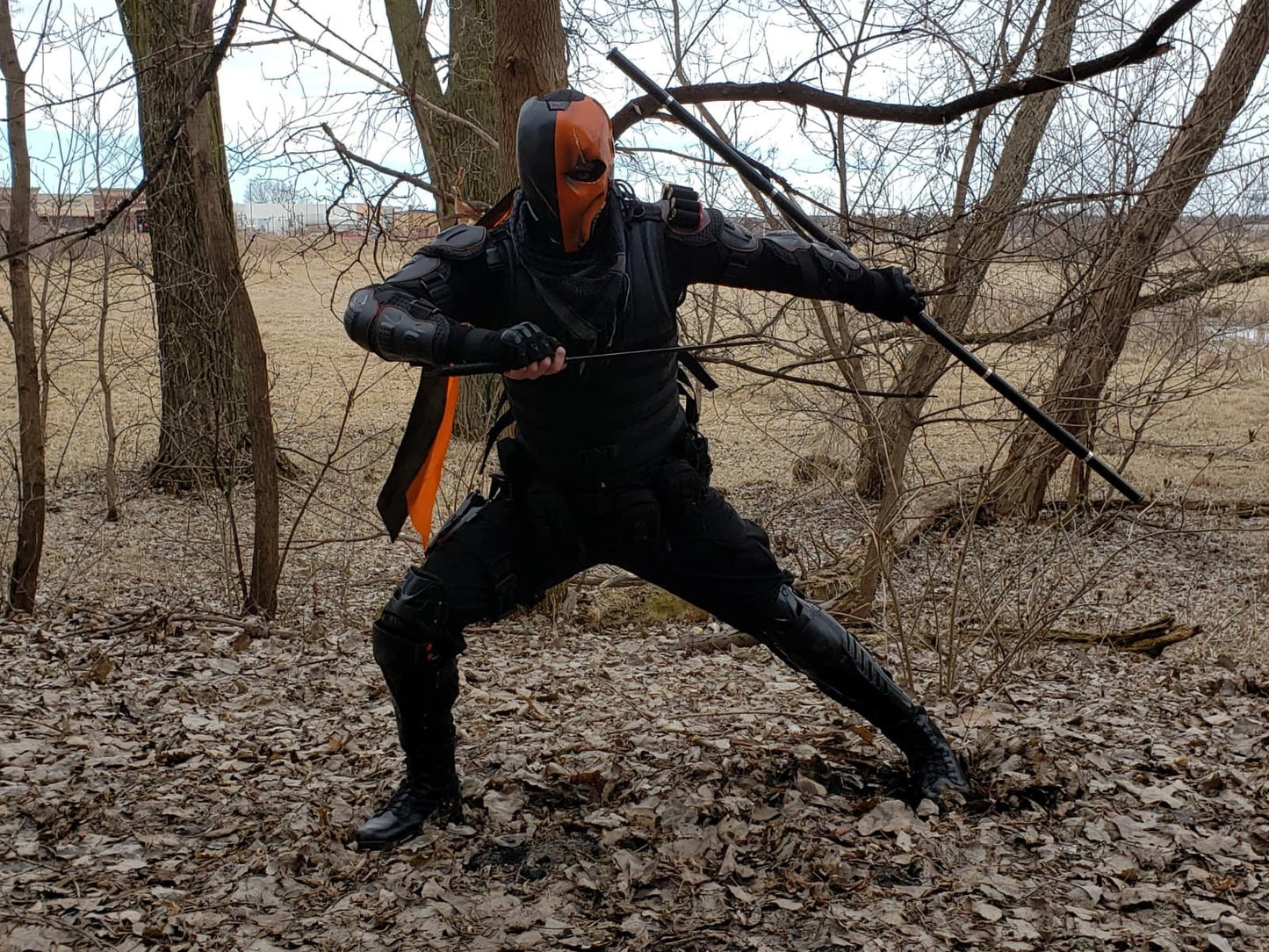 Deathstroke or Ravager Bo staff Matte Black and True Orange
