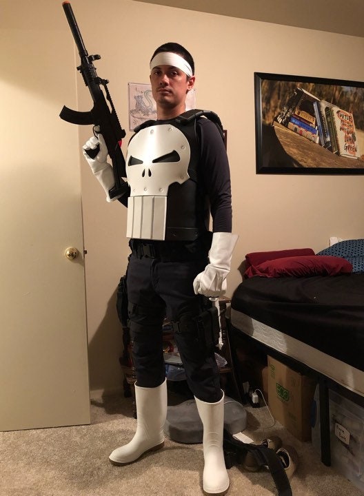Punisher chest armor Matte White skull Jim Lee version full vest front and back