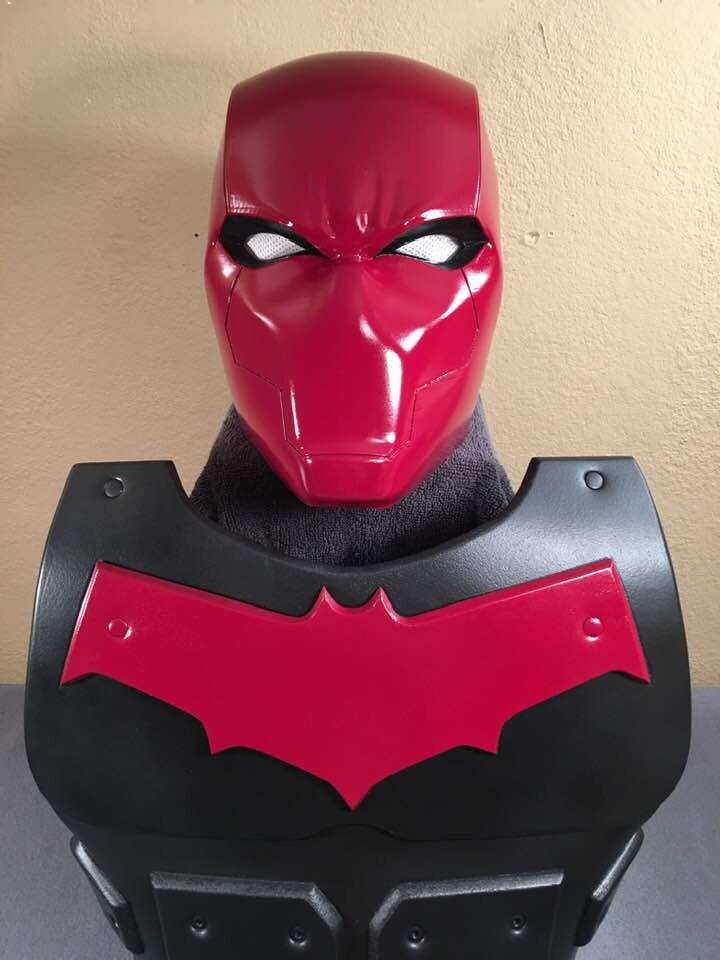 Red Hood helmet and matching chest armor Matte Black Burgundy