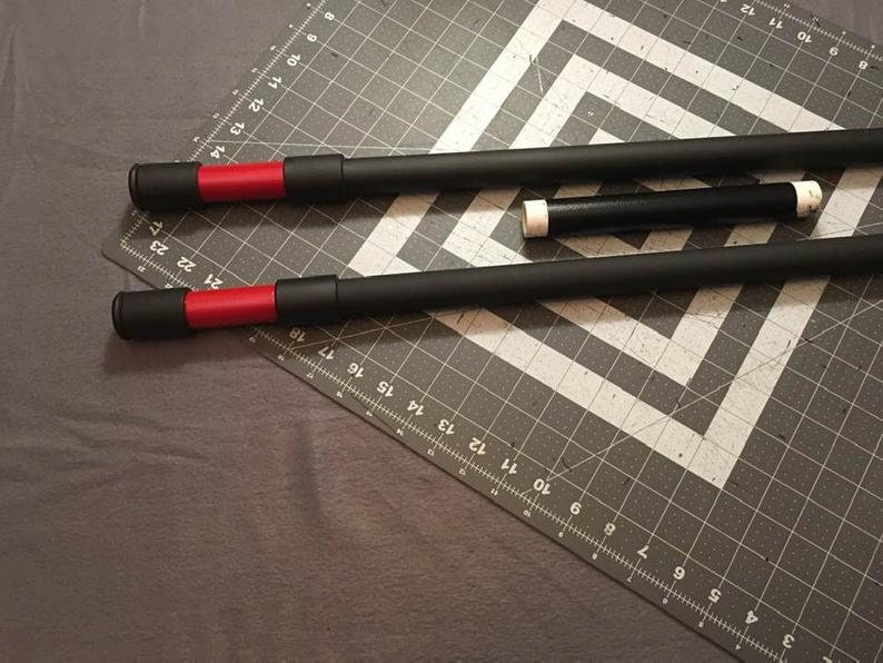 Nightwing 2-piece set: chest armor and staff Matte Black Metallic Red
