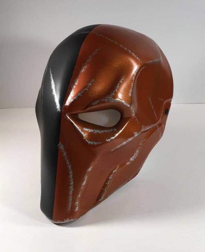 Deathstroke Arkham Origins mask & backplate Flat Black Metallic Orange
