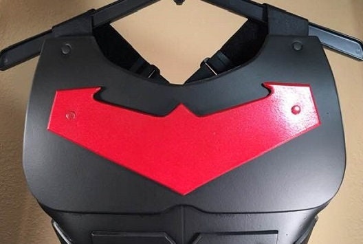 Nightwing 2-piece set: chest armor and staff Matte Black Metallic Red