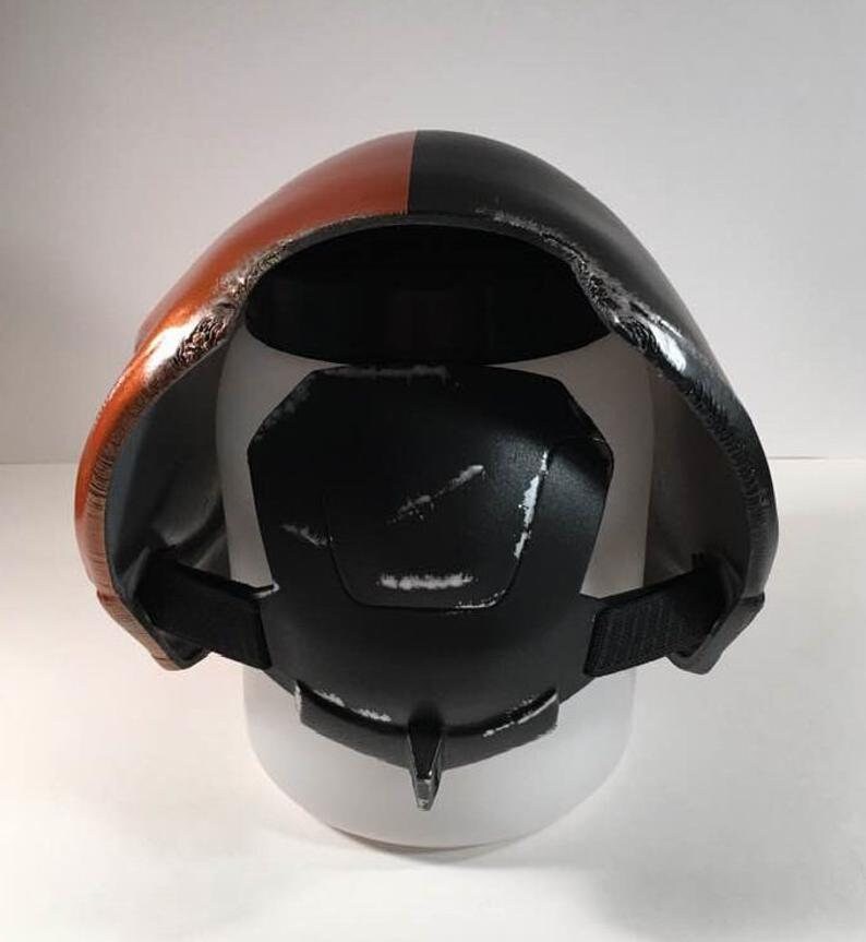 Deathstroke Arkham Origins mask & backplate Flat Black Metallic Orange