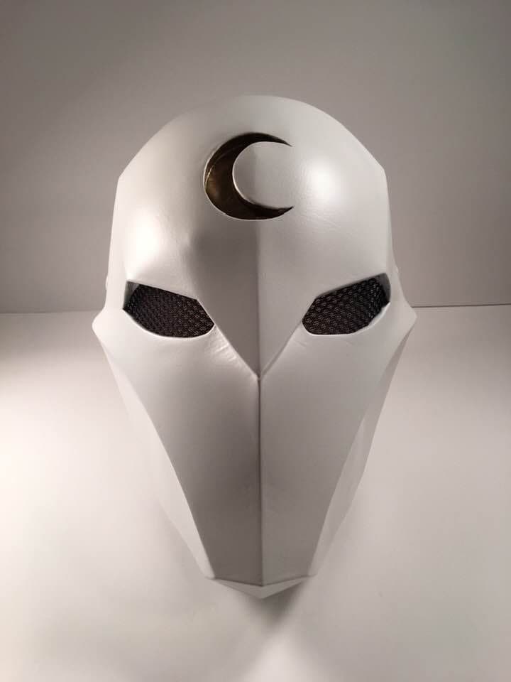 Moon Knight 2-piece set: mask and matching Bo staff Matte White Gold Moon
