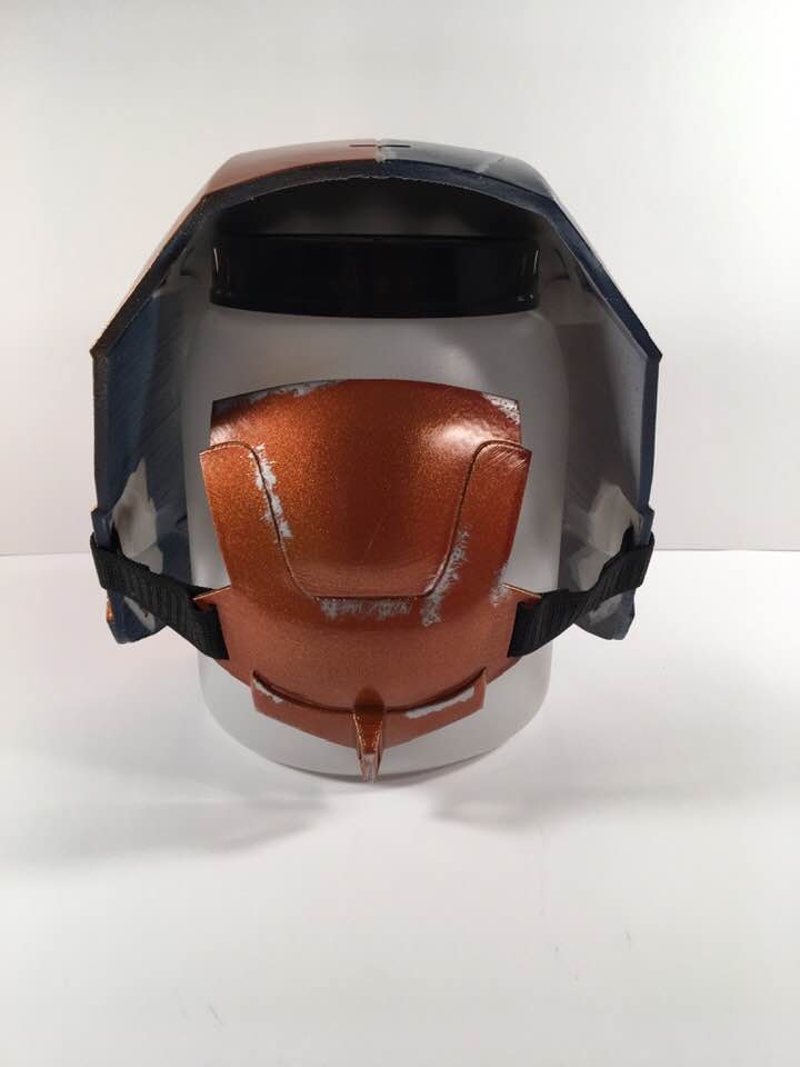 Deathstroke Titans TV show version mask and backplate. Metallic Orange Navy Blue