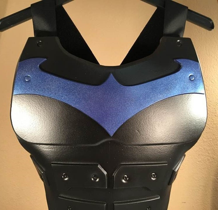 Nightwing chest armor Matte Black Metallic Blue Modern Bird symbol