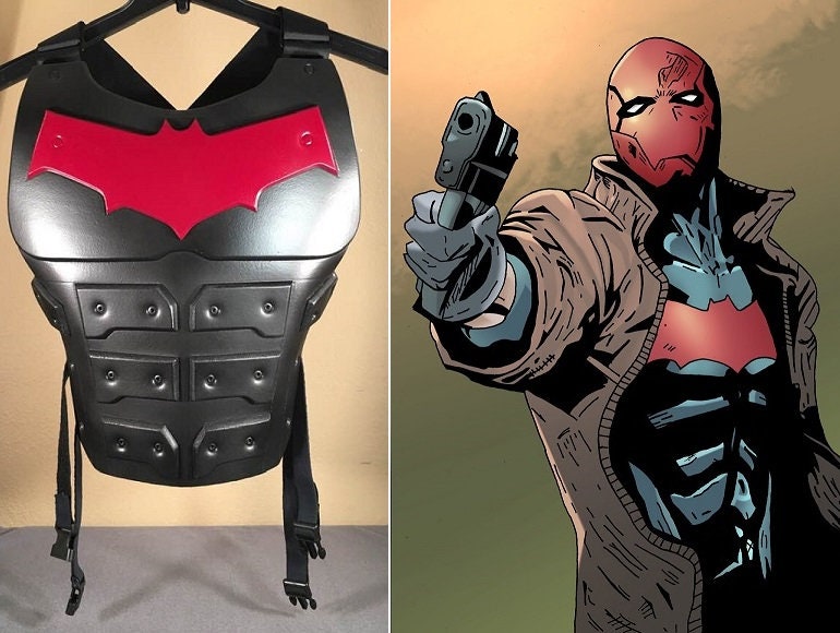 Red Hood chest armor Matte Black with Burgundy Symbol