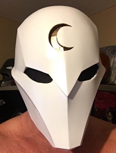 Moon Knight 2-piece set: mask and matching Bo staff Matte White Gold Moon