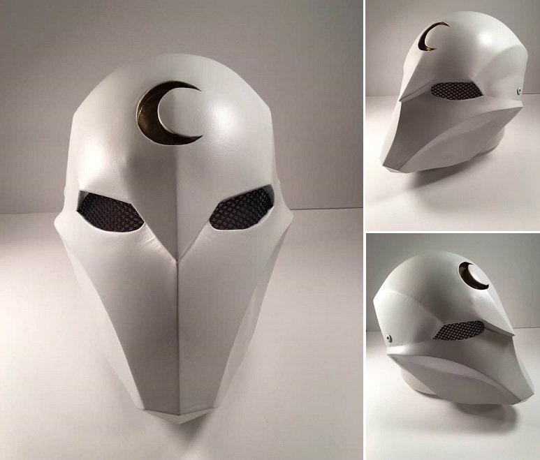 Moon Knight 2-piece set: chest armor & mask Matte White Gold Moon
