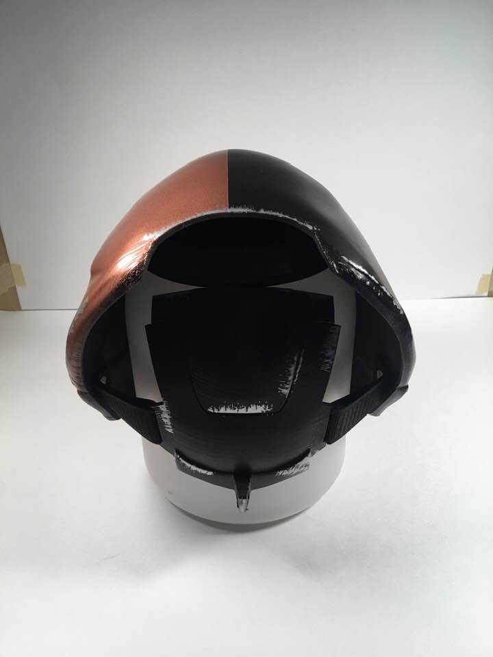 Deathstroke Arkham Origins mask & backplate Copper/ Matte Black
