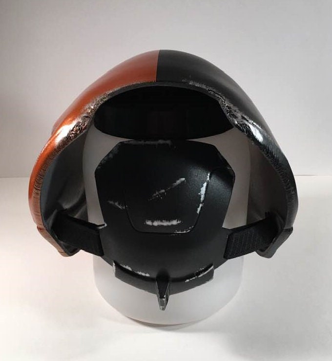 Deathstroke Arkham Origins mask & backplate Gunmetal Fire Orange