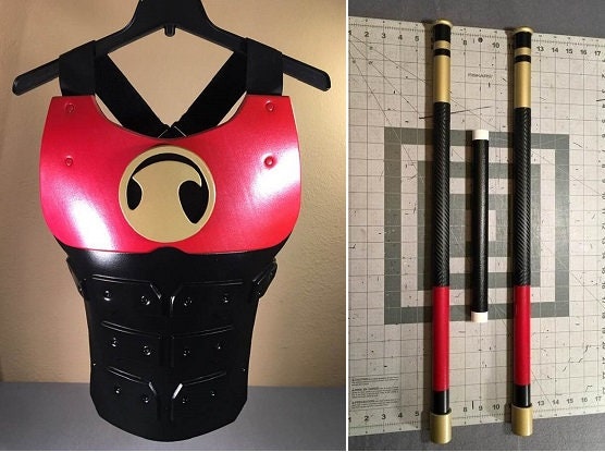 Red Robin chest armor Matte Black Crimson Red Pure Gold