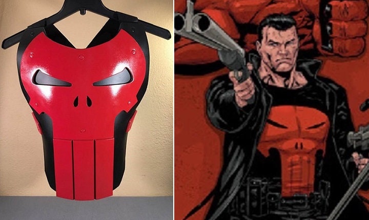 Punisher chest armor Crimson Red skull Matte Black Thunderbolts Version