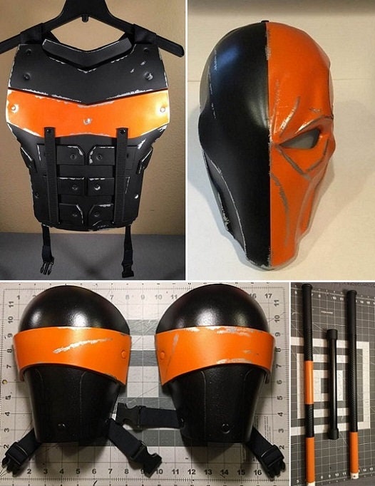 Deathstroke Arkham Origins 2-piece set: chest armor and staff Matte Black True Orange
