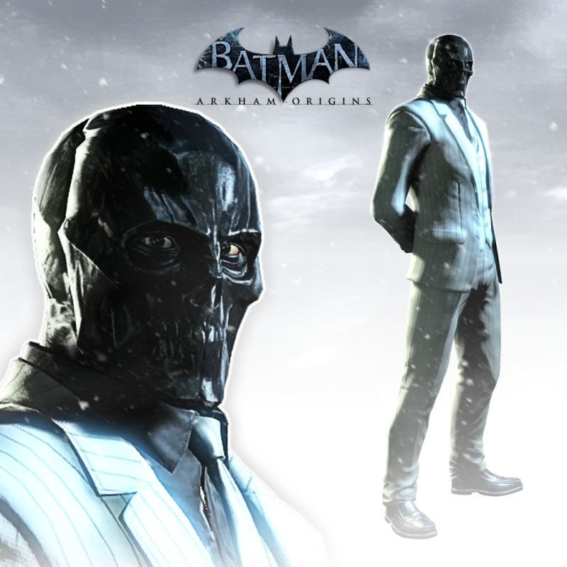 Black Mask FRONT ONLY Arkham Origins or Birds of Prey Metallic Black Night