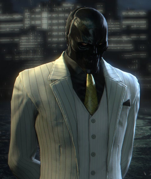Black Mask FRONT ONLY Arkham Origins or Birds of Prey Metallic Black Night
