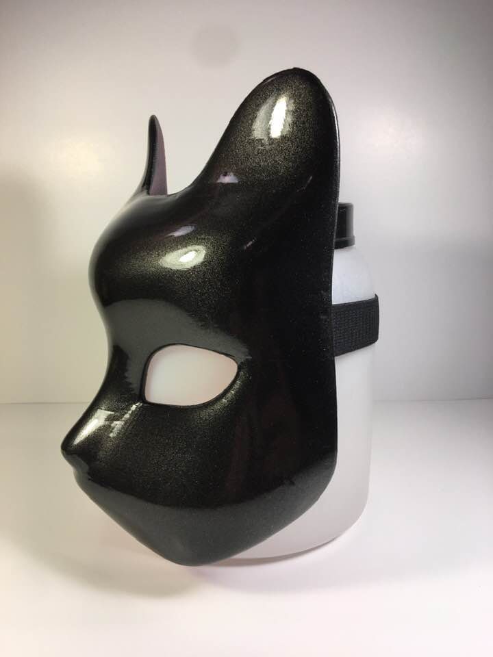 Kitsune Fox or Cat Mask Metallic Black