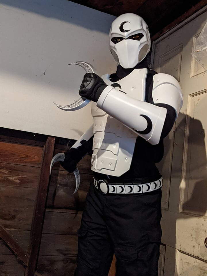 Moon Knight gauntlets forearm armor Matte White Black Moon