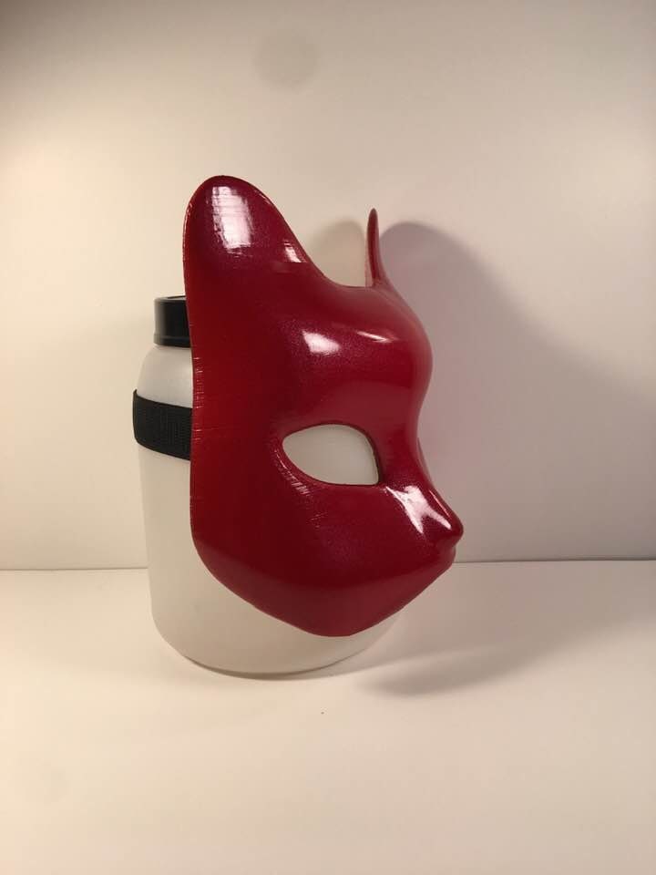 Kitsune Fox or Cat Mask Metallic Candy Apple Red