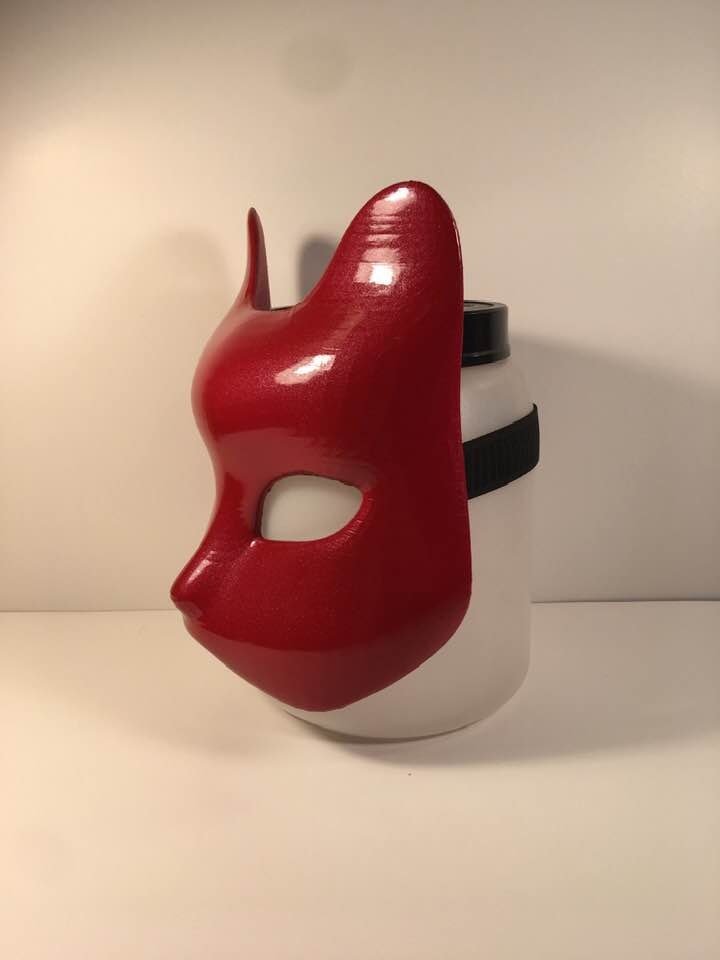 Kitsune Fox or Cat Mask Metallic Candy Apple Red