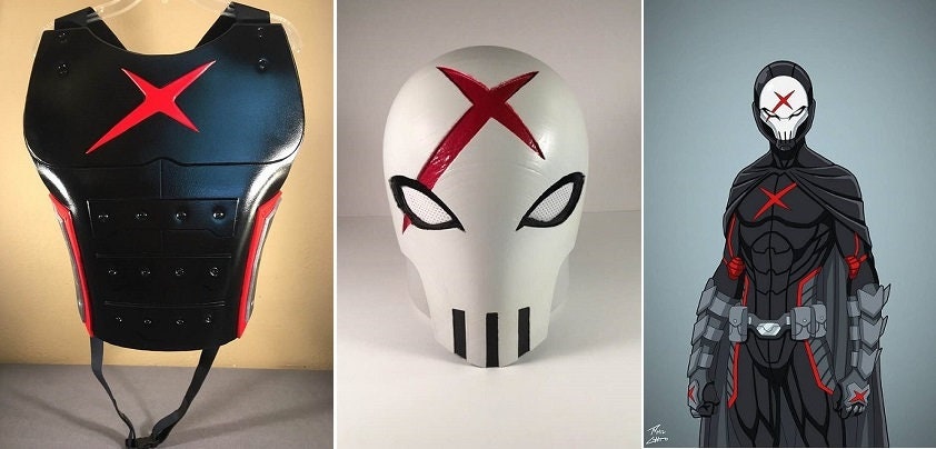 Red X mask Matte White Crimson Red