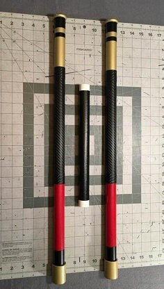 Robin 2-piece set: chest armor & matching Bo staff Crimson Red Matte Black Pure Gold