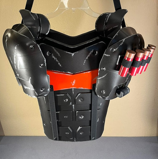 Deathstroke Arkham Origins 3-piece set: Full chest armor, neck armor and shoulders Gunmetal Fire Orange